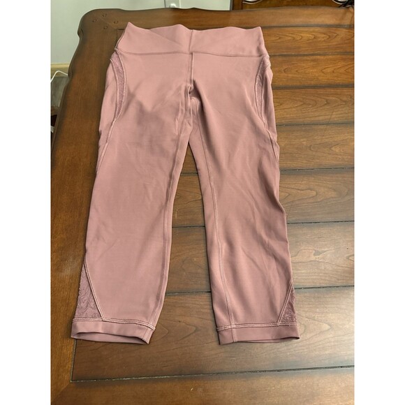 Lululemon Wunder Under Crop High-Rise 23" Flocked Everlux In Plumful Sz 12 - Picture 1 of 8